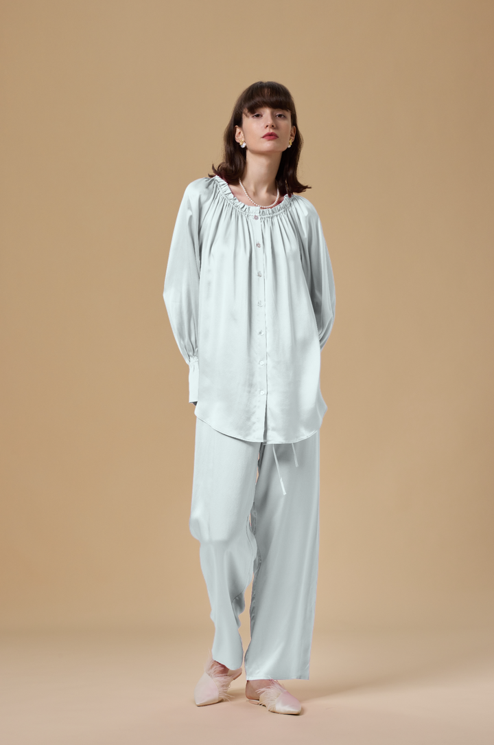 Loungewear sleepwear seiden pyjama  silk hemd hosen set
