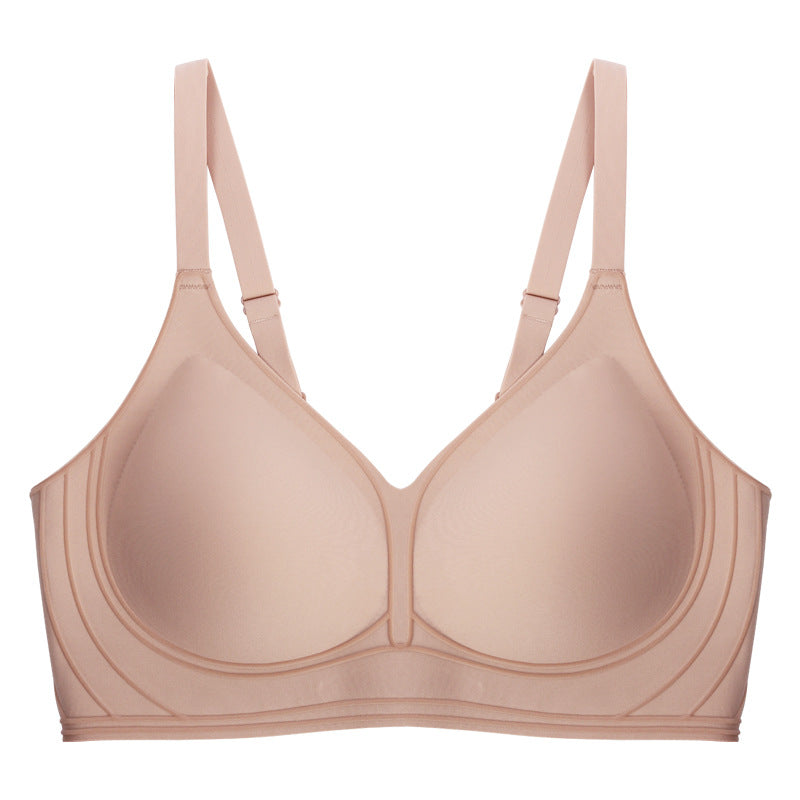 Detailaufnahme der 3D-Relief-Stütze des Contour Line BHs in Creme-Pink