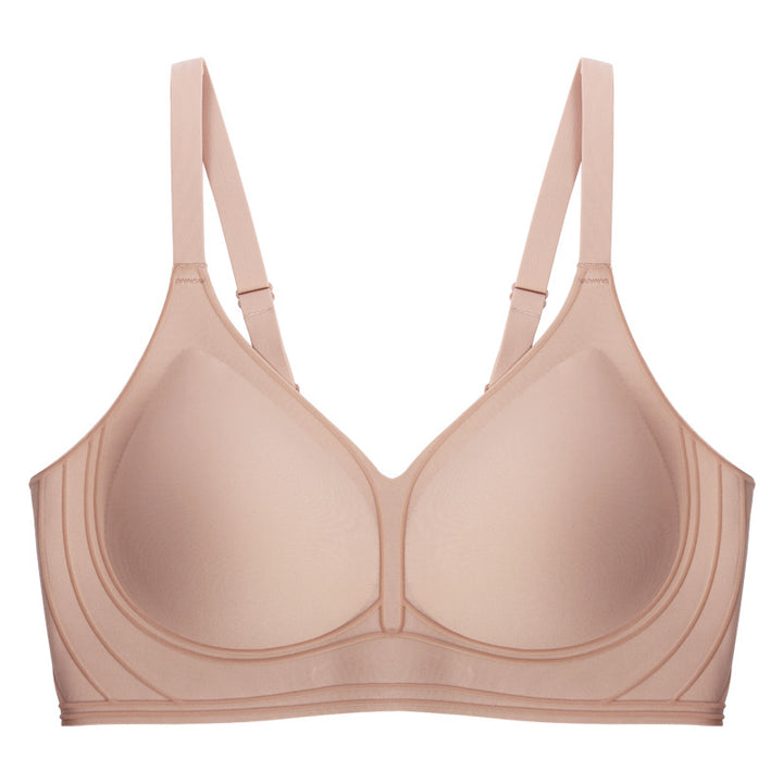 Detailaufnahme der 3D-Relief-Stütze des Contour Line BHs in Creme-Pink