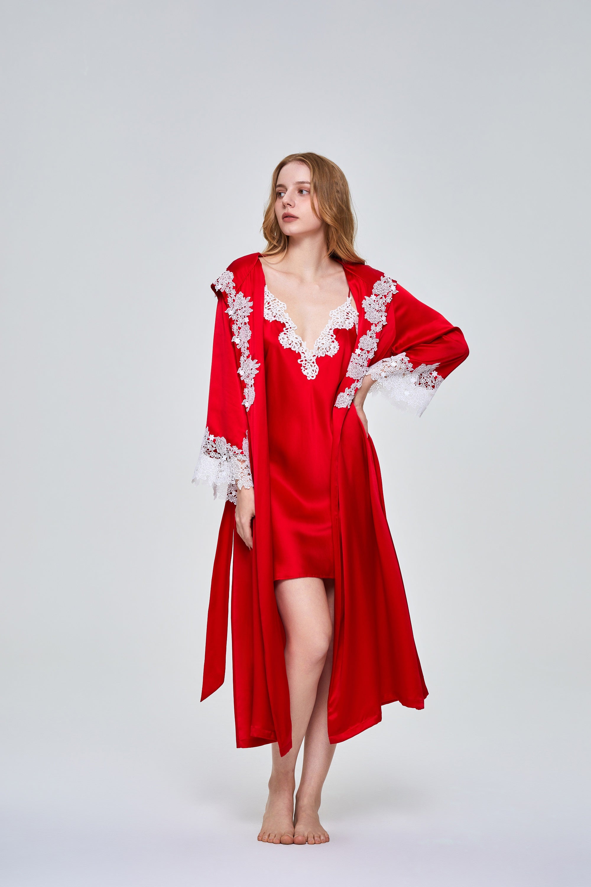 Grace of the Night Silk Lace Dressing Gown Out Of Cocoon